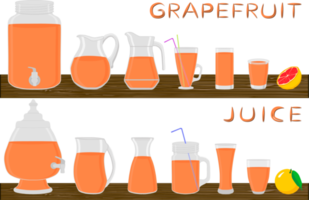 Big kit different types glassware with juice png