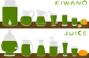 Big kit different types glassware with juice png