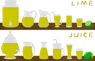 Big kit different types glassware with juice png