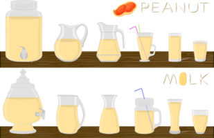 Big kit different types glassware with juice png