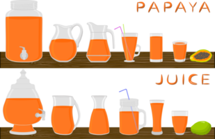 Big kit different types glassware with juice png