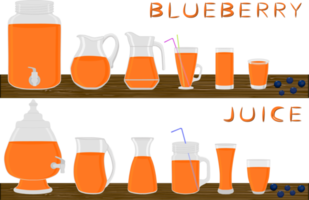 Big kit different types glassware with juice png