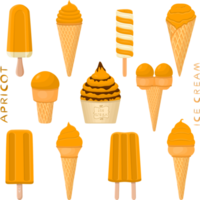 Big set various sweet tasty natural ice cream png