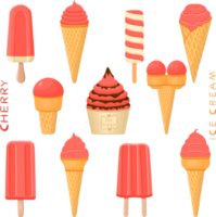 Big set various sweet tasty natural ice cream png