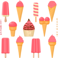 Big set various sweet tasty natural ice cream png