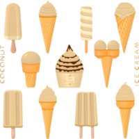 Big set various sweet tasty natural ice cream png