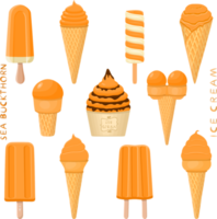 Big set various sweet tasty natural ice cream png