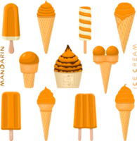 Big set various sweet tasty natural ice cream png