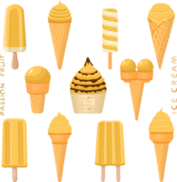 Big set various sweet tasty natural ice cream png