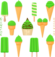 Big set various sweet tasty natural ice cream png