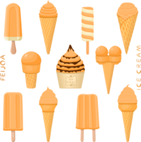 Big set various sweet tasty natural ice cream png