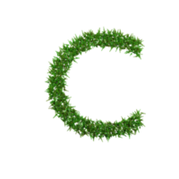 Green grass upper letter, 3d illustration png