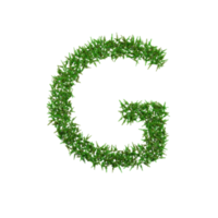 Green grass upper letter, 3d illustration png