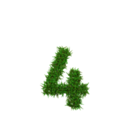 groen gras aantal en symbool, 3d illustratie png