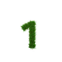 Green grass number and symbol, 3d illustration png