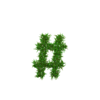 Green grass number and symbol, 3d illustration png