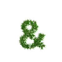 Green grass number and symbol, 3d illustration png