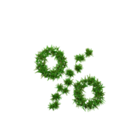 Green grass number and symbol, 3d illustration png