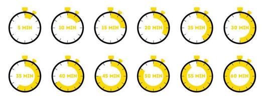 Set clock, alarm, watch, stopwatch vector