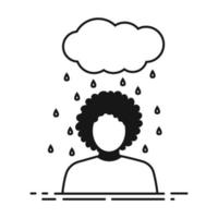 Sad woman with depressed. Black line icon vector