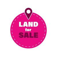 Land for sale pink sticker. Sale, development, rent and buy vector