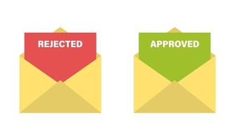 Approved and rejected email message. Good and bad message vector