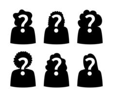 Guess who unknown person silhouette icon vector, anonymous mysterious user profile