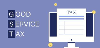 Good Service Tax. Taxation concept, tax form on desktop vector