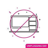 National Day of Unplugging. Turn off devices. Line flat symbol vector