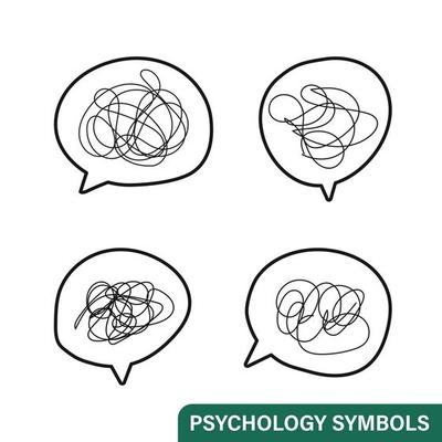 Depressed symbols, bad mood, psychological disorder, depression icon set