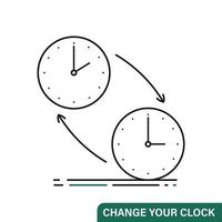 Change clock icon. Turning to winter or summer time. vector