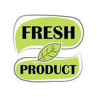 Fresh product badge with a leaf. Organically pure business vector