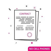 The contract icon. Agreement and signature, pact, accord, convention symbol vector