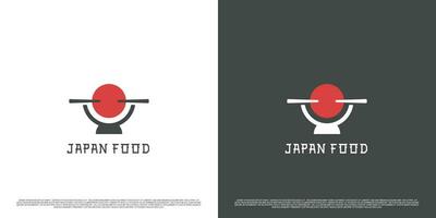 japonés comida logo diseño ilustración. asiático japonés palillos cuenco plano silueta. sencillo asiático cultura comida diseño. vector