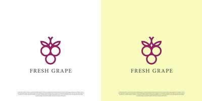 Fresh grape fruit logo design illustration. minimalist line silhouette of grape vine. Simple fresh fruits food vintage design. Suitable for business icon. vector