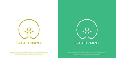 People health logo design illustration. healthy small child adult line silhouette. Modern minimalist elegant design. Fit for health wellness business icon hospital clinic pharmacy. vector