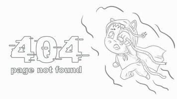 error 404 page not found funny contoured little man Chibi with a broken wire illustration for design design vector