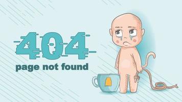 error 404 page not found color contour funny little man Chibi holding a broken wire illustration for design design vector