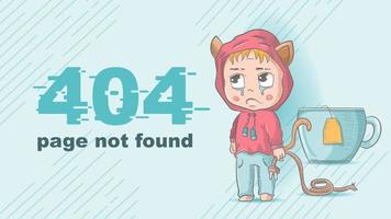 error 404 página no encontró gracioso pequeño hombre chibi participación un roto cable ilustración para diseño diseño vector