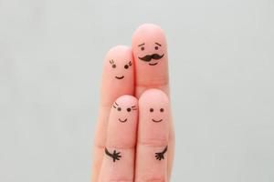 arte de los dedos de la familia feliz. concepto padres e hijos juntos. foto