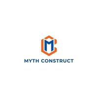 Abstract initial letter MC or CM logo on orange-blue color isolated on white background applied for construction company logo also suitable for the brands or companies have initial name CM or MC. vector