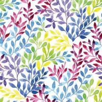 watercolor seamless pattern with abstract colored leaves and flowers, branches of bright flowers. small print on white background vector