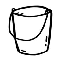 Empty bucket in doodle style. Vector illustration isolated on a white background