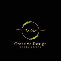 Initial VA beauty monogram and elegant logo design, handwriting logo of initial signature, wedding, fashion, floral and botanical logo concept design. vector