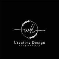 Initial WH beauty monogram and elegant logo design, handwriting logo of initial signature, wedding, fashion, floral and botanical logo concept design. vector