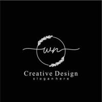 Initial WN beauty monogram and elegant logo design, handwriting logo of initial signature, wedding, fashion, floral and botanical logo concept design. vector