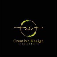 Initial XC beauty monogram and elegant logo design, handwriting logo of initial signature, wedding, fashion, floral and botanical logo concept design. vector