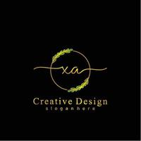 Initial XA beauty monogram and elegant logo design, handwriting logo of initial signature, wedding, fashion, floral and botanical logo concept design. vector