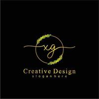 Initial XG beauty monogram and elegant logo design, handwriting logo of initial signature, wedding, fashion, floral and botanical logo concept design. vector