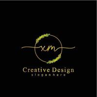 Initial XM beauty monogram and elegant logo design, handwriting logo of initial signature, wedding, fashion, floral and botanical logo concept design. vector